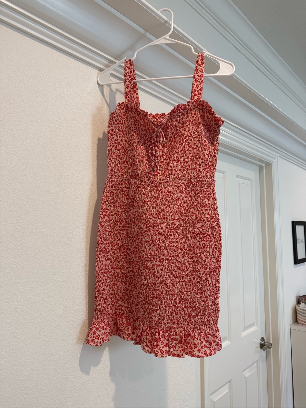 bailey blue Red Floral Smocked Mini Dress